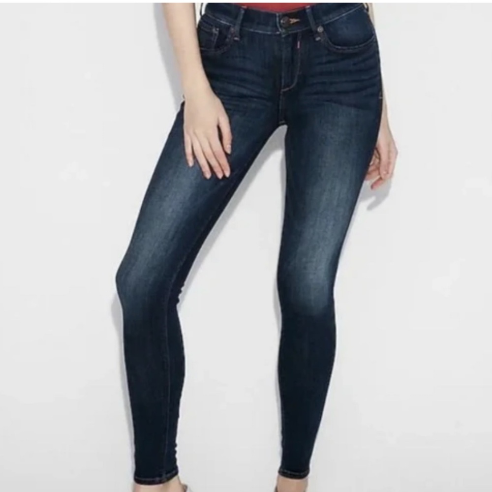Express Dark Blue Leggings Skinny Jeans - size 4S 4 short